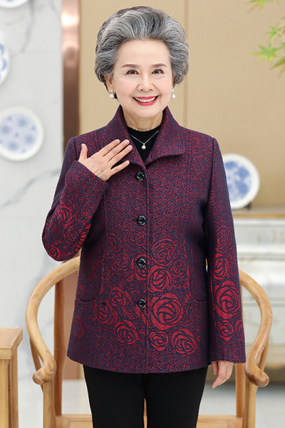 迪鲁奥(DILUAO)老年人秋冬装女60-70岁外套春秋老年女装80岁奶奶装老人衣服上衣