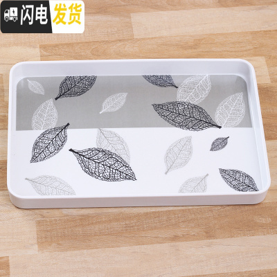 三维工匠欧式密胺放杯子的托盘北欧长方形家用茶盘塑料创意现代简约水果盘 叶子托盘大号(长41*宽28CM)茶具