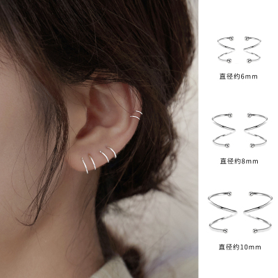 925纯银耳环女耳钉耳饰简约素圈养耳洞耳骨圈个性小众设计送女朋友老婆情人节七夕生日礼物