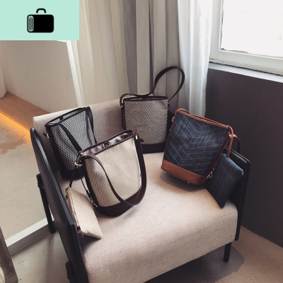 高级感包包女包新款2020韩版时尚手提斜挎单肩质感洋气网红水桶包NEW LAKE女斜挎包