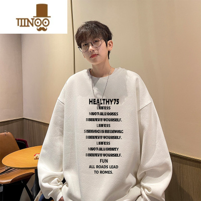 YANXU满印字母圆领卫衣男潮牌400g美式复古宽松大码Clean Fit外套