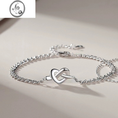 JiMiS925同心结情侣手链女一对韩版小众爱心手环简约手饰七夕礼物送友