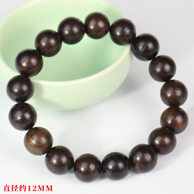 厂家直销皮灰木手串12MM皮黑木质佛珠文玩单圈绕指柔男女盘玩手链送女朋友老婆情人节七夕生日礼物