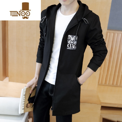 YANXU外套男韩版潮流修身帅气风衣男士秋季中长款夹克男生百搭外衣