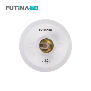 福田 E27螺纹灯口灯头 底座圆形螺纹灯座带声光控开关插座灯头 圆形带声光控 单位:个