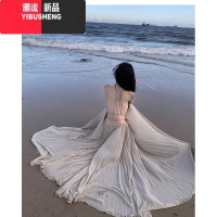 YIBUSHENG仙海边度假连衣裙露背长裙高级氛围拍照女穿搭性感仙气套装裙