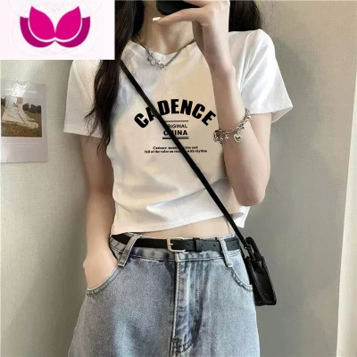 七斓字母T恤女2023新款夏季白色短款修身ins潮牌欧货短袖洋气上衣