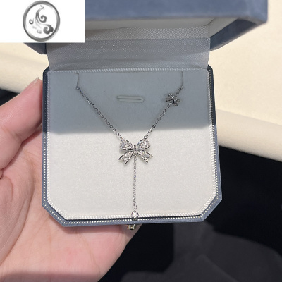 JiMi阿葱饰品颜究所蝴蝶结银银项链女生轻奢小众2023新款生日礼物