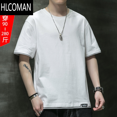 HLCOMANt恤短袖男款潮牌夏季加肥加大码胖子宽松薄款半袖上衣服夏装T