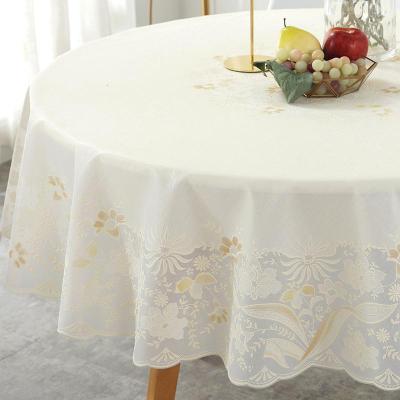 家柏饰(CORATED)圆形小圆桌桌布防水防烫防油免洗PVC塑料台布家用蕾丝餐桌布风