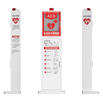 鑫宸城安落地式AED除颤仪立式柜存放箱带屏幕壁挂柜带声光报警器通用款 AED立式机柜
