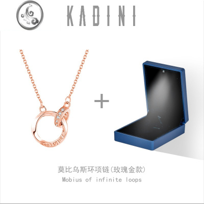 JiMi莫比乌斯环S925银银项链女生2023新款轻奢小众七夕情人节生日礼物