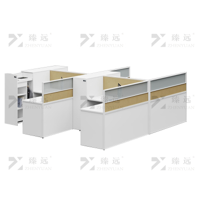 臻远 ZYGW-125屏风工作卡位职员桌办公桌含储物衣柜 工型四人位