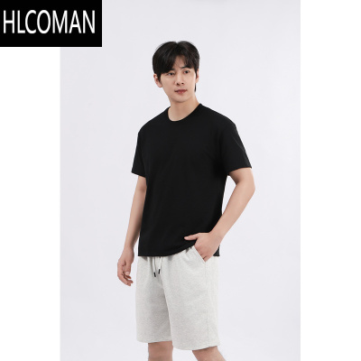HLCOMAN白色短袖T恤男装25夏季新款简约打底衫圆领纯色内搭短袖半袖