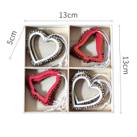 美帮汇圣诞树木片挂饰挂件礼盒精致装饰吊坠圣诞节日气氛派对 铃铛爱心双拼(12片)