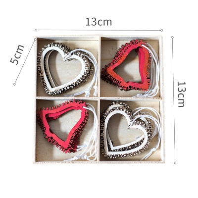 美帮汇圣诞树木片挂饰挂件礼盒精致装饰吊坠圣诞节日气氛派对 铃铛爱心双拼(12片)