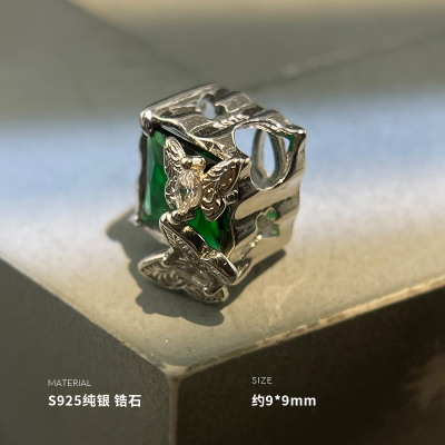 925纯银蝴蝶绿方块吊坠女配件材料挂绳2025年新款潮BCZ1274送女朋友老婆情人节七夕生日礼物