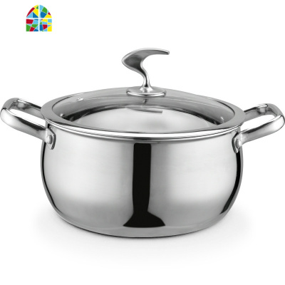 不锈钢汤锅304 18/10加厚家用不粘炖锅双耳煮面锅具 FENGHOU 内径深度10cm+蒸屉1只