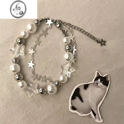 JiMi自制ins星星手链夏小众设计高级感双层珍珠串珠手环轻奢复古手饰