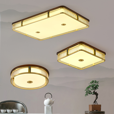 克罗斯塔 新中式全铜吸顶灯时尚轻奢大气客厅灯现代简约卧室灯餐厅书房灯具