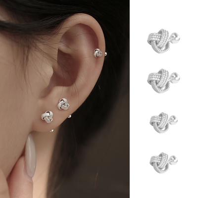 999纯银如意结耳钉女耳环耳饰耳骨钉养耳洞小众2025年新款送女朋友老婆情人节七夕生日礼物