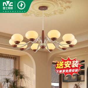 雷士照明中古风木棉客厅吊灯国潮新中式灯具复古风卧室吊灯