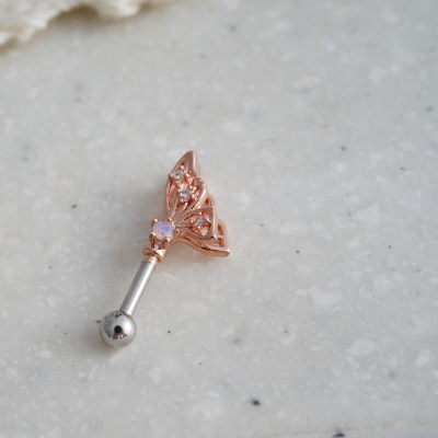 带钻的翅膀立体精致蝴蝶耳骨钉耳蜗钛钢螺丝拧送女朋友老婆情人节七夕生日礼物