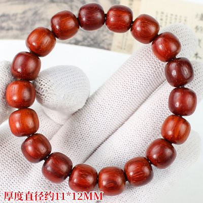 厂家批发红花梨手串个性桶珠11*12MM古风新中式男女手链饰品直播送女朋友老婆情人节七夕生日礼物