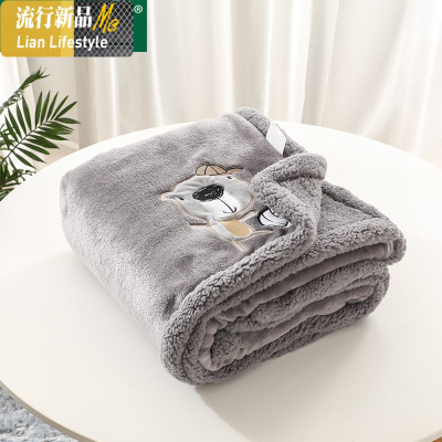 法兰绒小毛毯被子女盖毯双层加厚冬季小毯子盖腿午睡毯单人办公室 三维工匠
