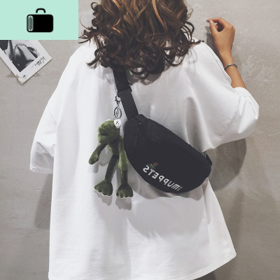ins超火帆布胸包小包包2020新款潮原宿百搭帆布小挎包女NEW LAKE女手包