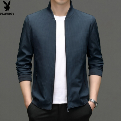花花公子品质新款春秋新款男士夹克棒球领直筒大码中青年男装外套商务休闲