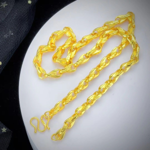 新款越南沙金项链男士金色项链 金店同款车花瓜子链霸气锁扣镀金送女朋友老婆情人节七夕生日礼物 实心瓜子链8mm60cm83g