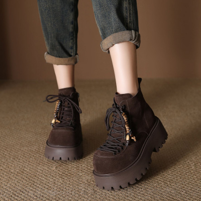 头层牛皮女皮靴复古风秋冬新款马丁靴厚底防滑舒适百搭短靴