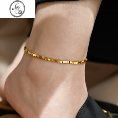 JiMi不掉色镀金碎银子脚链女小众高级感冷淡风2023年新款设计七夕