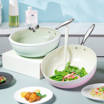 Debo德铂凯特炒锅不粘炒菜锅 DEP-DS391 渐变绿32cm/个