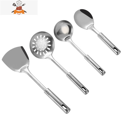 实木厨具304不锈钢锅铲套装全套家用铲子炒菜勺子汤勺漏勺煎铲子 敬平 九珠四件套(饭勺+汤勺+锅铲+漏勺)