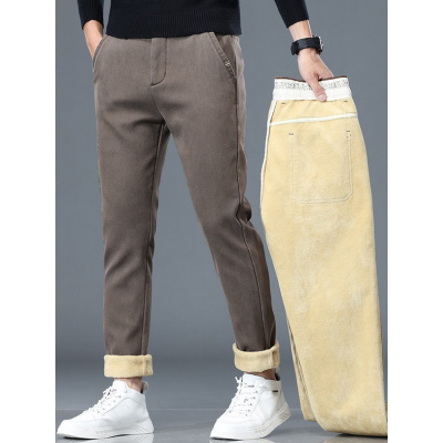 莱赛尔裤子加绒男春秋款品质舒适休闲裤男士抗寒舒适商务直筒长裤