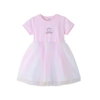 [1件3折]铅笔俱乐部童装2025夏装新款女童连衣裙中大童网纱彩虹短袖裙子