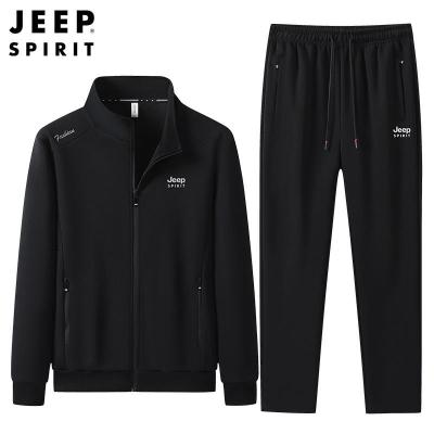 JEEPspirit卫衣套装男秋季开衫立领外套男散口运动两件套6262