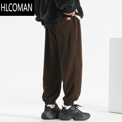 HLCOMAN加绒男士卫裤灯芯绒男裤子宽松束脚裤冬季男裤运动长裤休闲裤