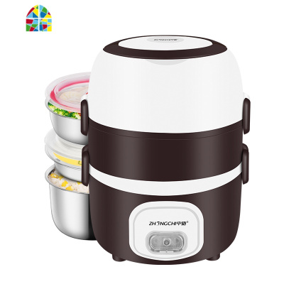 饭盒可插电保温多功能便携式带饭煮饭加热上班族学生蒸自动电热 FENGHOU 粉色[三层]
