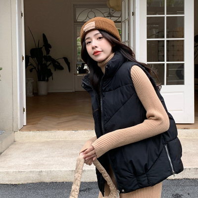 韩版时髦百搭宽松马甲女新款马甲女短款立领时尚洋气坎肩外套