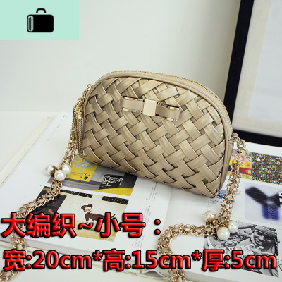 包包女2020新款皮女包韩版百搭单肩包链条编织包蝴蝶结斜挎包潮NEW LAKE 小号香槟金大编织收藏!女斜挎包