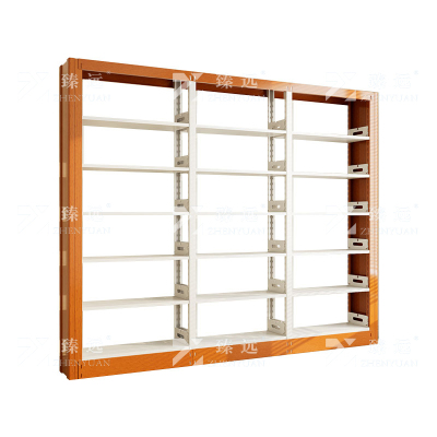 臻远 ZY4072623 钢制书架黄色转印图书馆书架资料架 单面6层一列三组 2800*300*2000