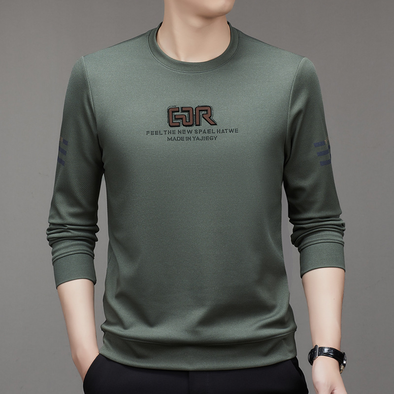 秋季新款男士长袖T恤中青年圆领时尚休闲印花卫衣