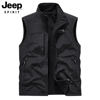 JEEPspirit马甲男常规多口袋两面穿马甲中年无袖坎肩外套6307