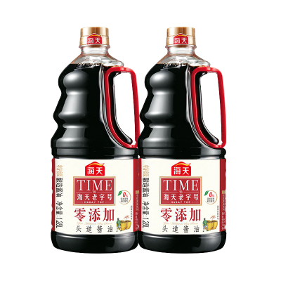 海天零添加头道酱油1.28L*2瓶 老字号非转基因黄豆酿造头道生抽酱油