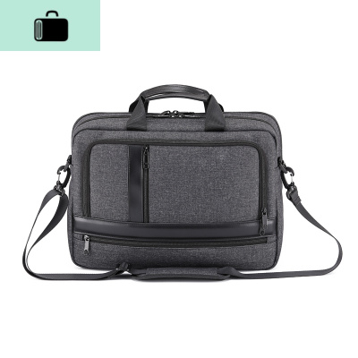 商务男士大容量单双肩公文包出差多功能横款手提背包笔记本电脑包NEW LAKE 深灰色男士手提包