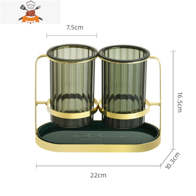 筷子桶轻奢筷笼托架家用厨房筷子勺子收纳盒餐具沥水置物架筷子篓 敬平 金边铁艺筷子筒(绿)餐具架