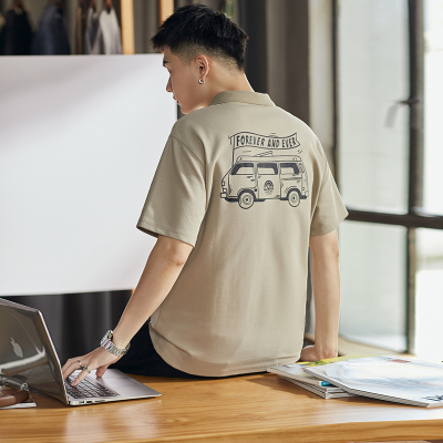 [1折价36.9元,叠加优惠券]唐狮夏季新款polo衫男士短袖有翻领t恤卡其色宽松休闲港风潮